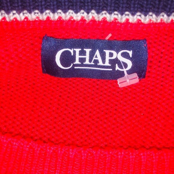 Chaps Mens L Sweater Red Long Sleeve Crew Neck Knit Pullover New - Picture 7 of 8